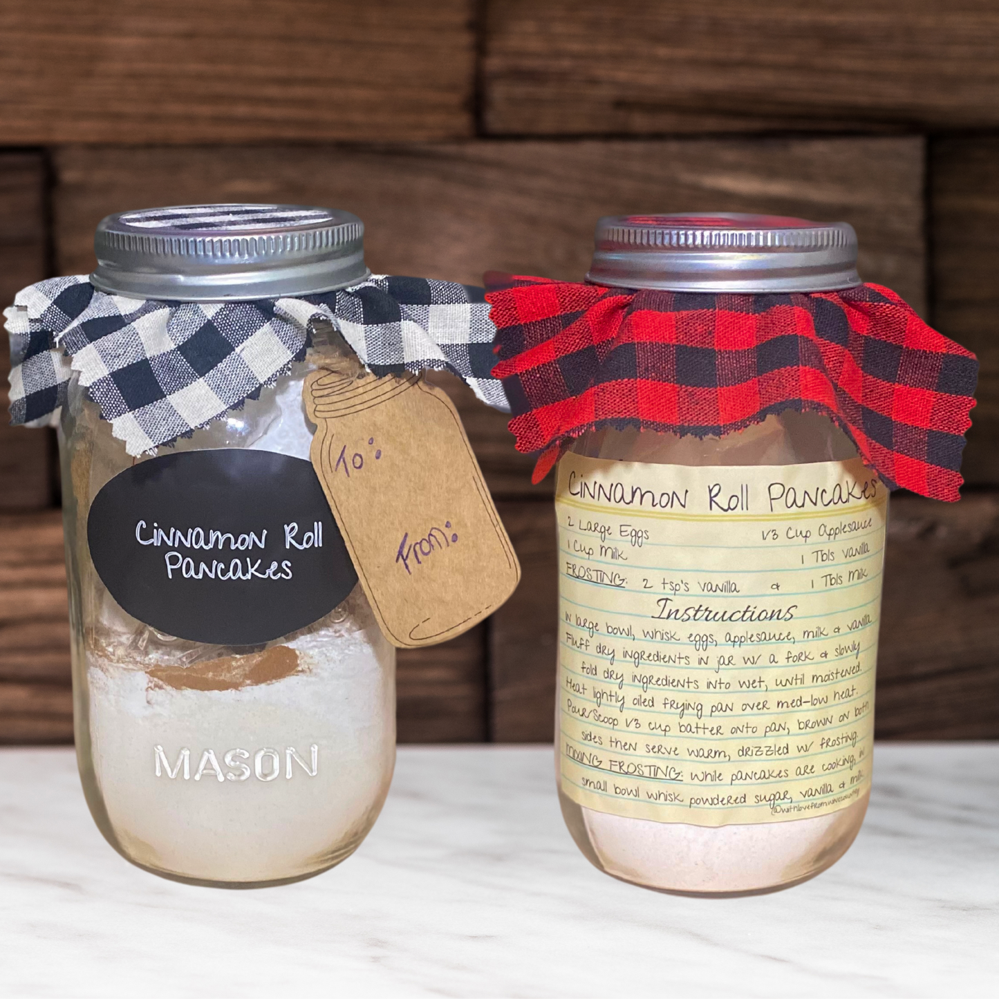 A Gift in a Jar Recipe Kit - Cinnamon Roll Pancakes - DIY Kit for 6 Unique Gifts
