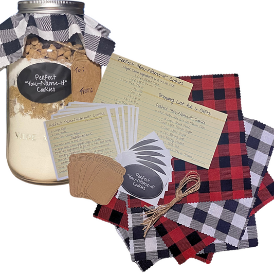 A Gift in a Jar Recipe Kit - "You-Name-It" Cookies - DIY Kit for 6 Unique Gifts