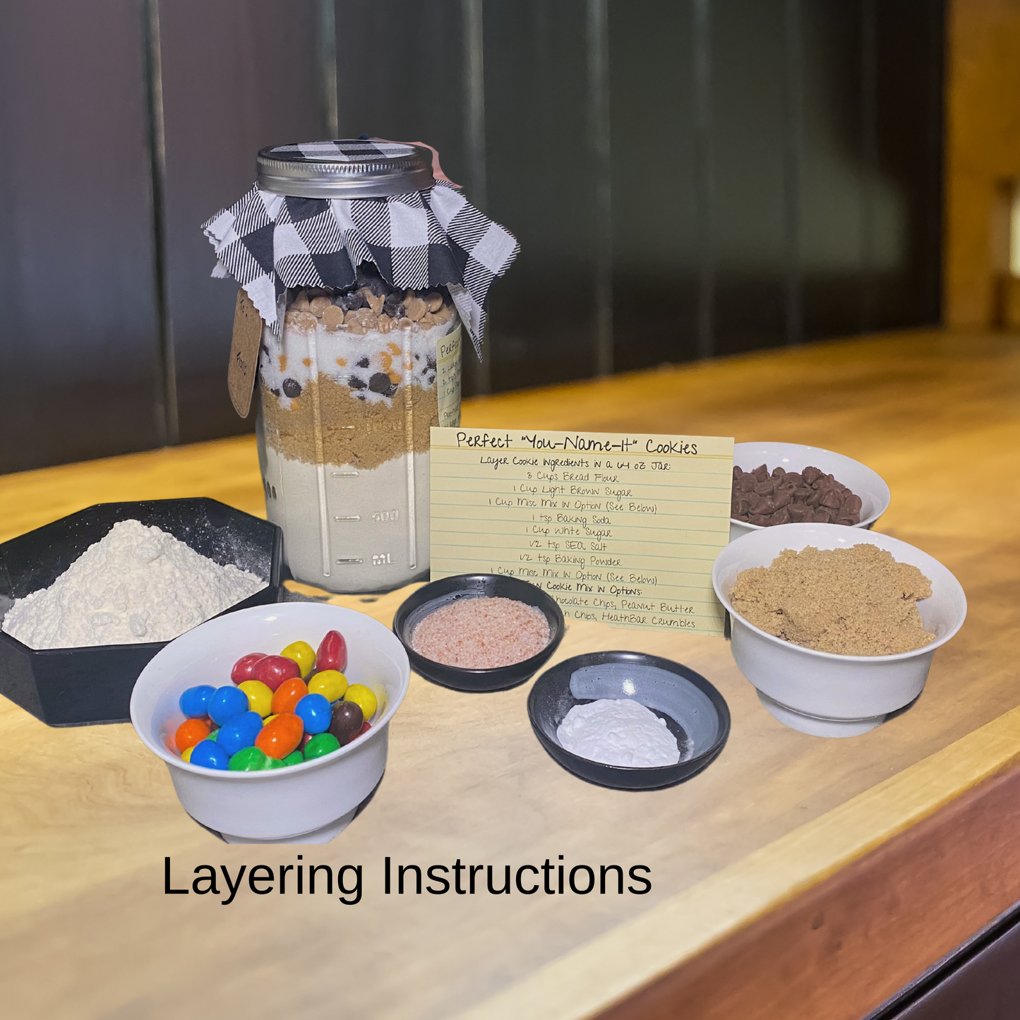 A Gift in a Jar Recipe Kit - "You-Name-It" Cookies - DIY Kit for 6 Unique Gifts