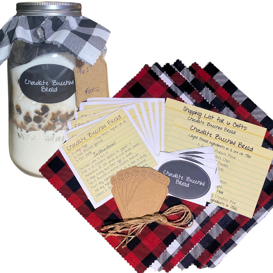 A Gift in a Jar Recipe Kit - Chocolate Zucchini Bread - DIY Kit for 6 Unique Gifts