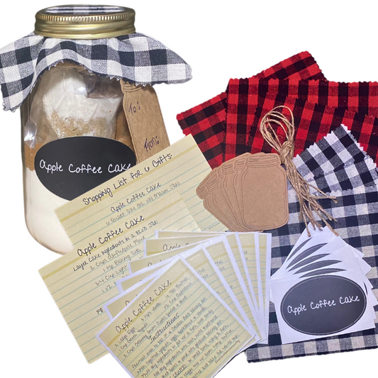 A Gift in a Jar Recipe Kit - Apple Coffee Cake - DIY Kit for 6 Unique Gifts