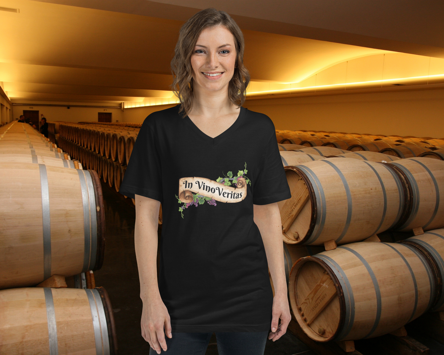 In Vino Veritas Wine T-Shirt - Unisex V-Neck Design for Wine Lovers