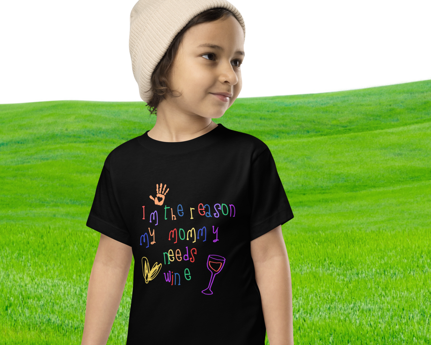 'I'm the Reason My Mommy Drinks Wine' Toddler Short Sleeve T-shirt