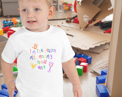 'I'm the Reason My Mommy Drinks Wine' Toddler Short Sleeve T-shirt