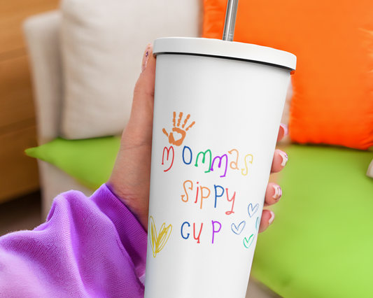 Insulated Momma's Sippy Cup Tumbler with Straw - Stainless Steel, 20 oz