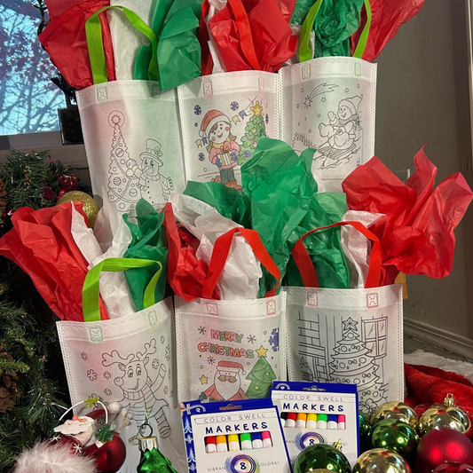 Kids Craft - Color your Own Christmas Bag Kit - 6 Pack