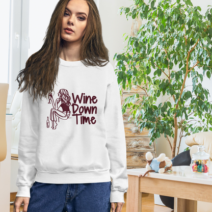 Wine Down Time White Sweatshirt