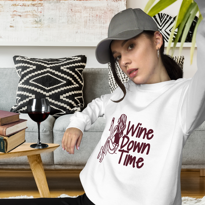 Wine Down Time White Sweatshirt