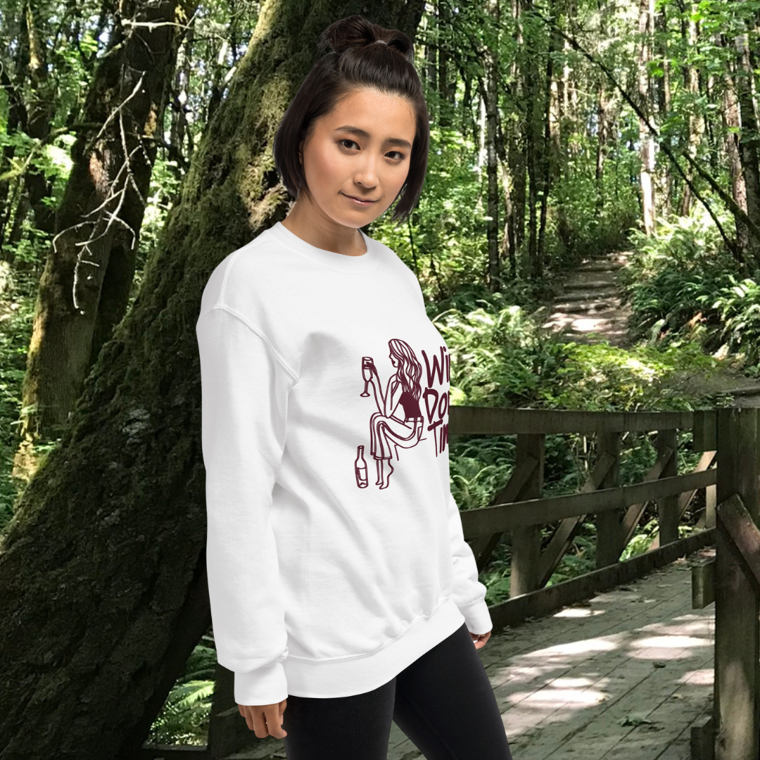 Wine Down Time White Sweatshirt