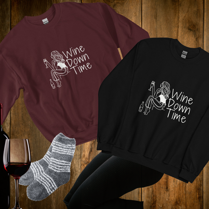 Wine Down Time Comfort Sweatshirt - Black or Burgundy