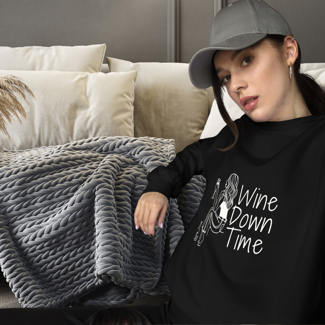 Wine Down Time Comfort Sweatshirt - Black or Burgundy