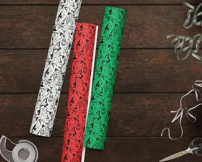 Wine Themed Premium Christmas Wrapping Paper Set - Red-Green-White