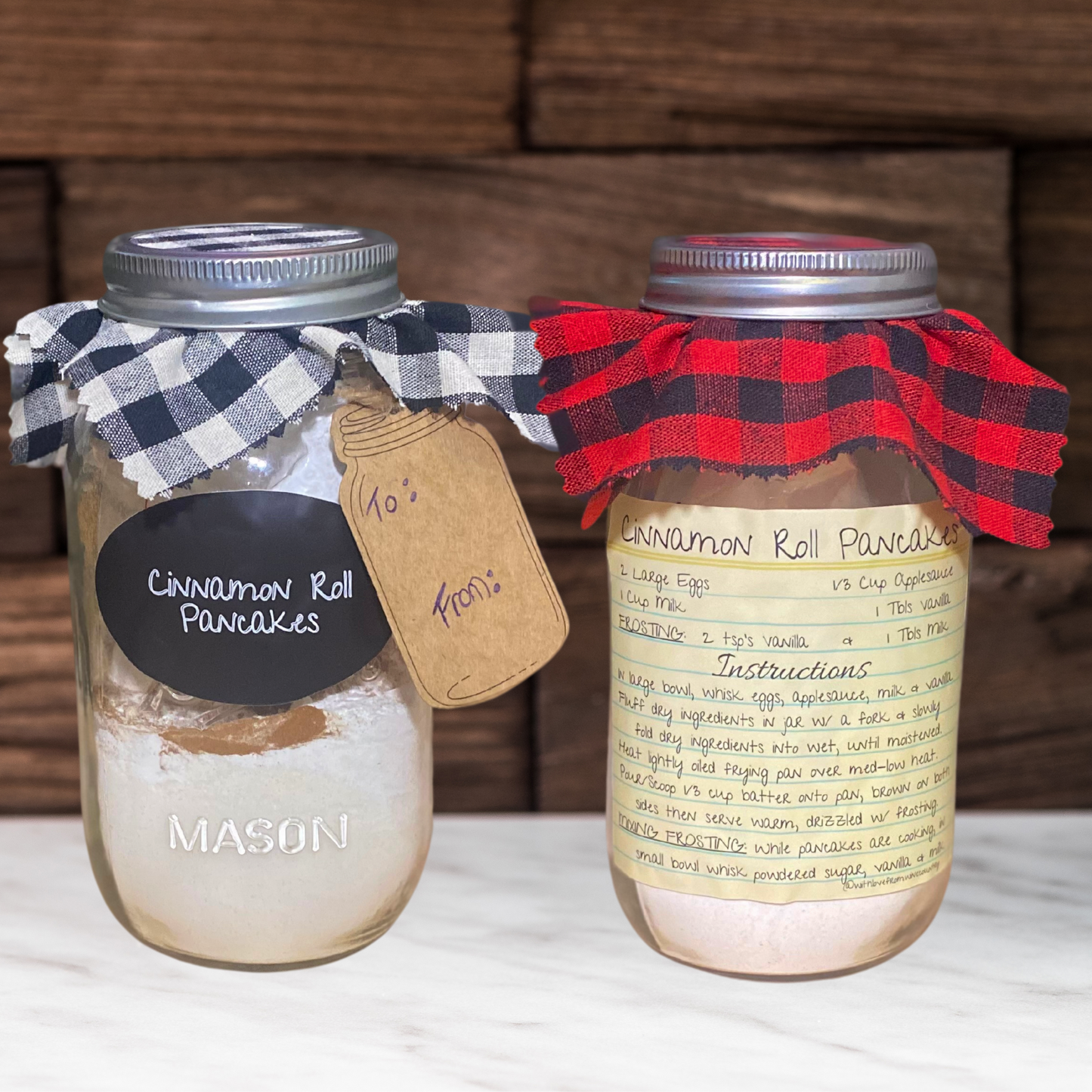 Gifts in a Jar Recipe Kit - Cinnamon Roll Pancakes - DIY Kit for 6 Unique Gifts