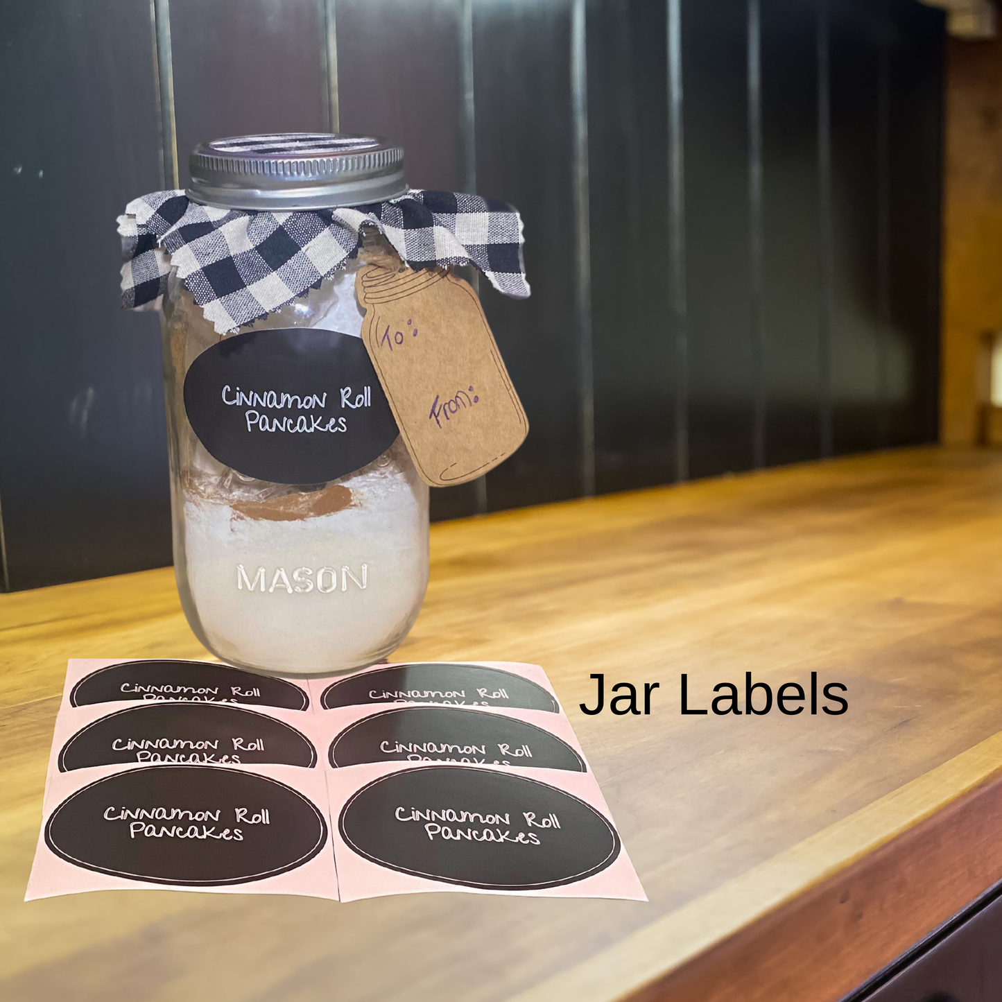 Gifts in a Jar Recipe Kit - Cinnamon Roll Pancakes - DIY Kit for 6 Unique Gifts