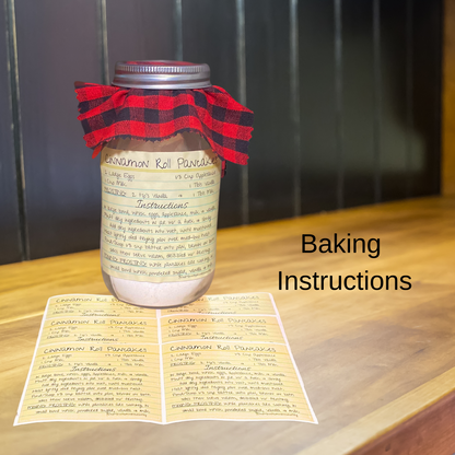 Gifts in a Jar Recipe Kit - Cinnamon Roll Pancakes - DIY Kit for 6 Unique Gifts