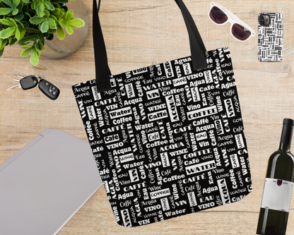 Stylish 'Wine Water Coffee' Everyday Tote Bag