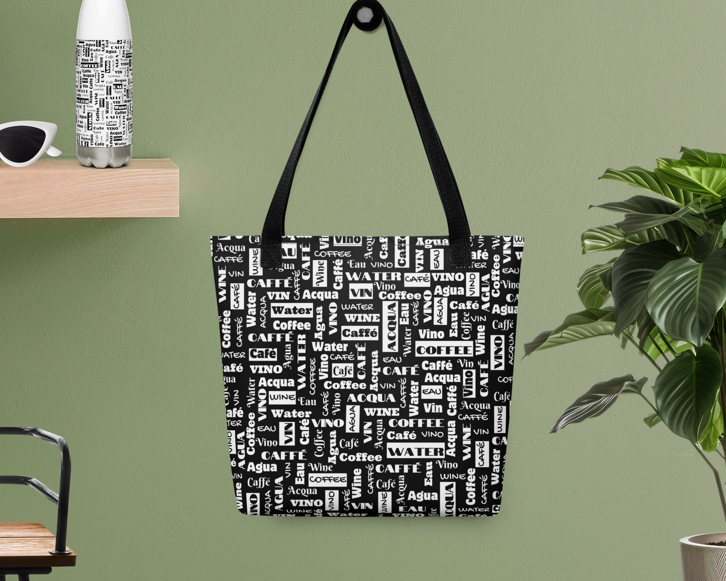 Stylish 'Wine Water Coffee' Everyday Tote Bag