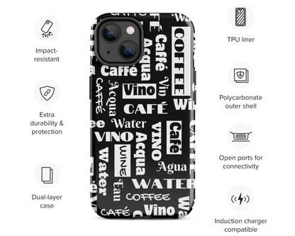 "Wine Water Coffee" Shock-Absorbing Tough Case for IPhone®