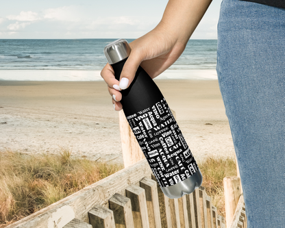 'Wine Water Coffee' Thermal Stainless Steel Water Bottle - 17 oz