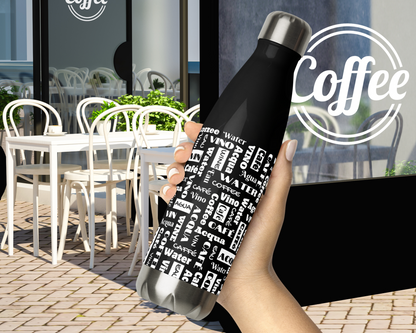 'Wine Water Coffee' Thermal Stainless Steel Water Bottle - 17 oz