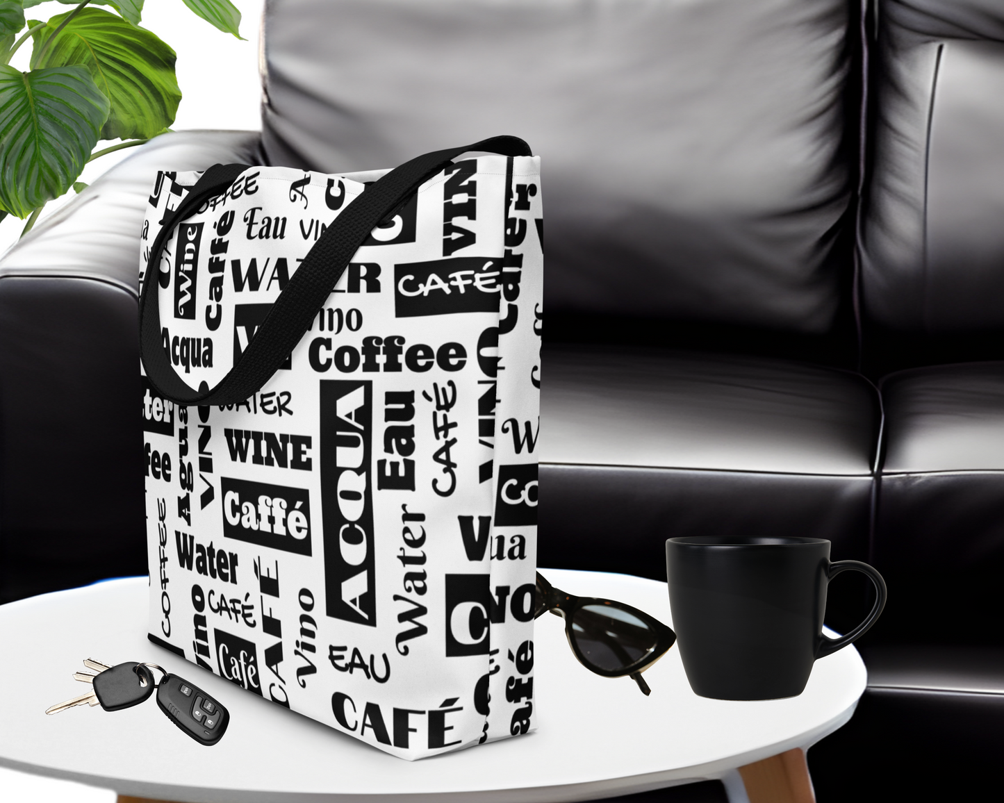 Black and White Everyday Large Tote Bag