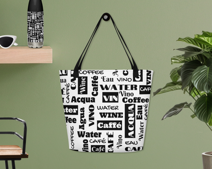 Black and White Everyday Large Tote Bag