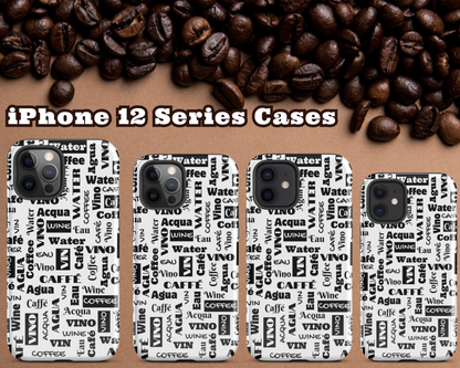 Black on White "Wine Water Coffee" Shock-Absorbing Tough Case for IPhone®