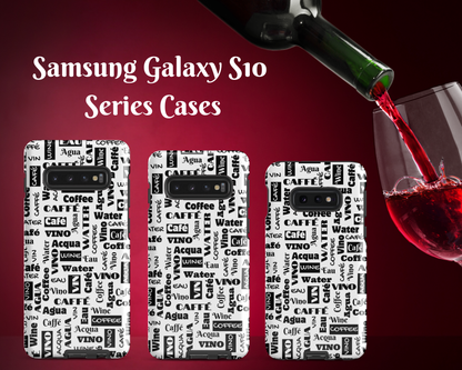 Black and White "Wine Water Coffee" Shock-Absorbing Tough Case for Samsung®