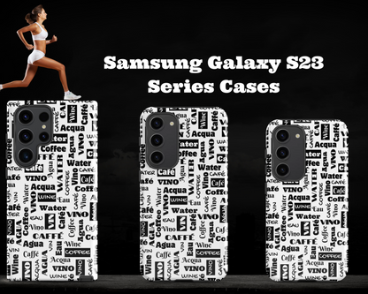 Black and White "Wine Water Coffee" Shock-Absorbing Tough Case for Samsung®