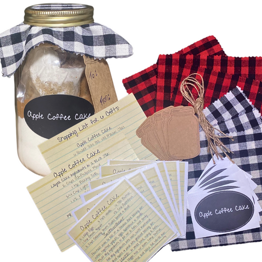 Gifts in a Jar Recipe Kit - Apple Coffee Cake - DIY Kit for 6 Unique Gifts