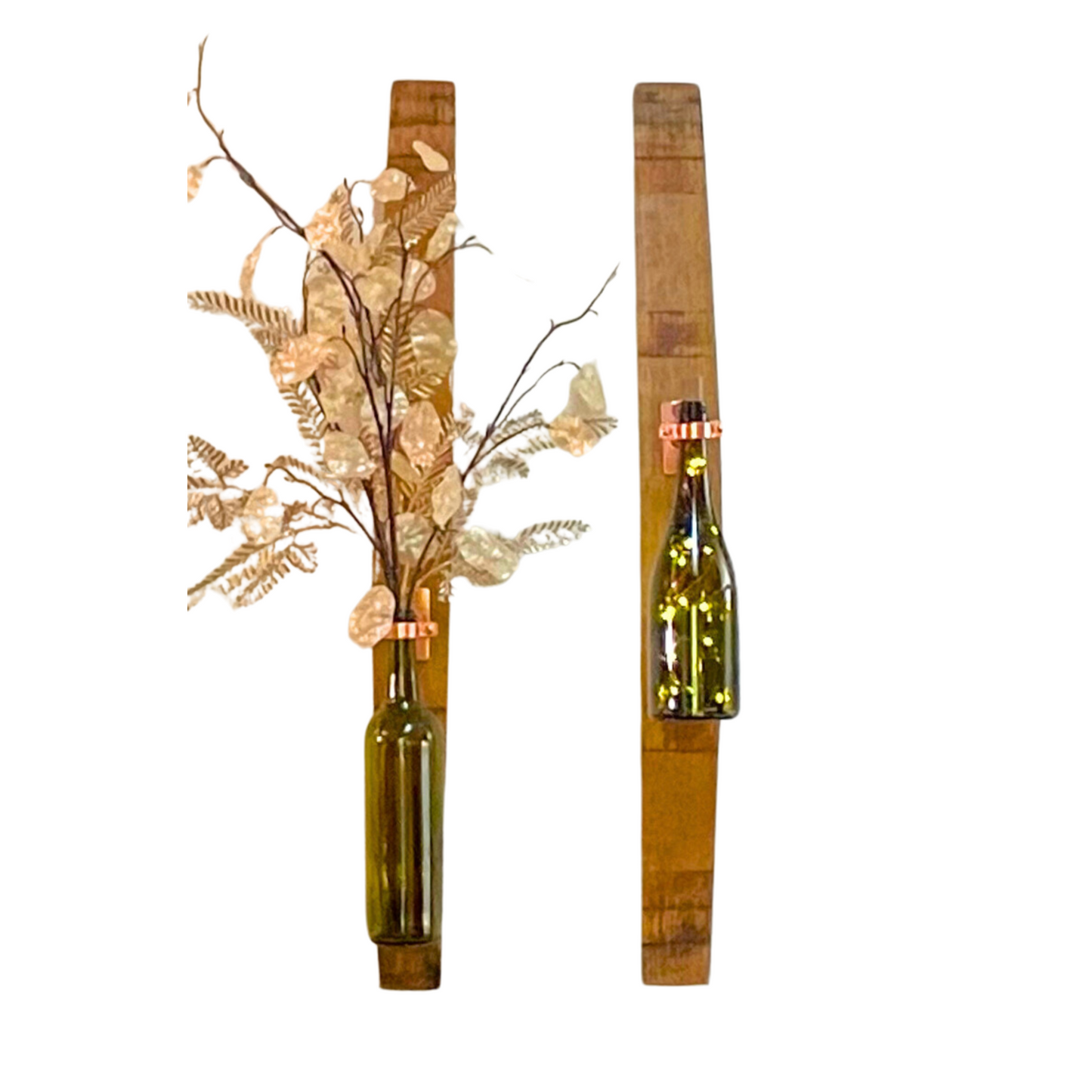 Wine Barrel Stave Bottle Vase/Sconces (Pair)