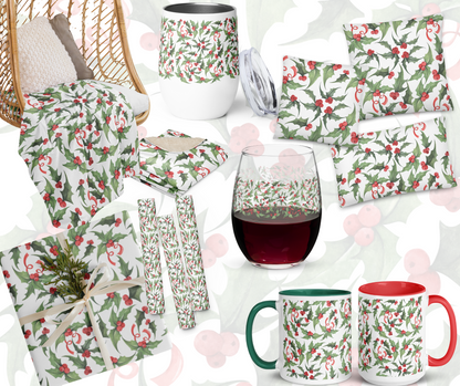 Holly Christmas Wrapping Paper Set (3 Sheets)