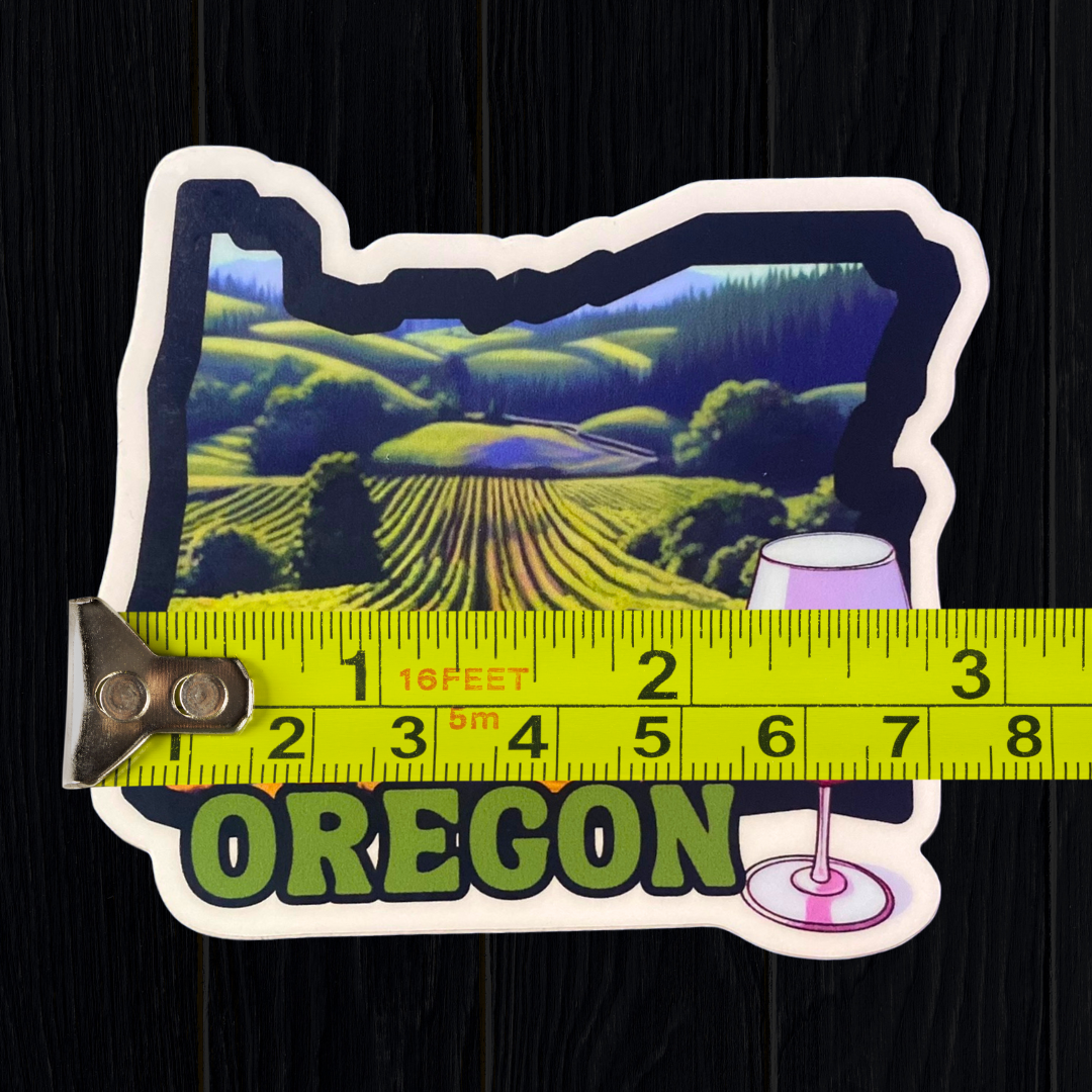 Washable Custom Die Cut Sticker - Oregon Pinot